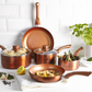 Cermalon® 5Pcs Copper Non-Stick Ceramic Coating Saucepans & Frying Pans Cookware Set