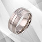 White Gold Over Titanium Three Diamond Engagement Band Ring