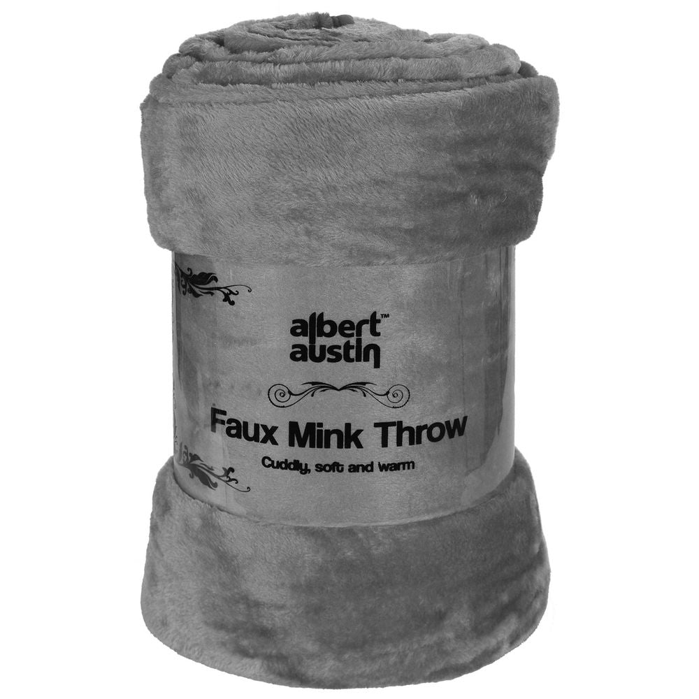 Faux Mink Throw Blanket | AS-15129 | 200 x 240 cm CHARCOAL